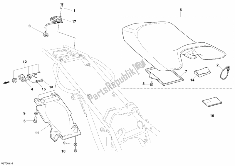 Todas las partes para Asiento de Ducati Monster 620 Dark USA 2005